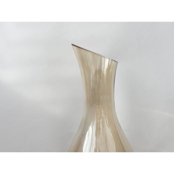 Etched Pale Yellow Glass Floral & Fruit Vintage Art Nouveau Oblique Glass Carafe - Picture 9 of 16